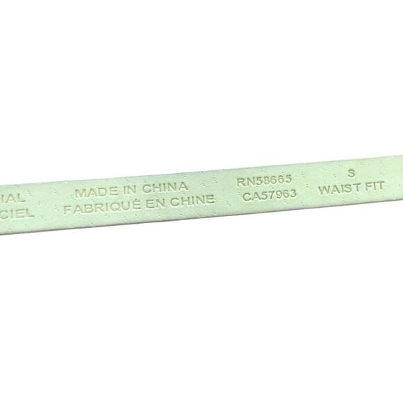 Halogen Patent Faux Leather Pink Dust Skinny Slender Adjustable Bow Belt. Small. - Picture 2 of 6